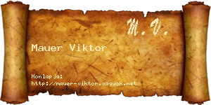 Mauer Viktor névjegykártya